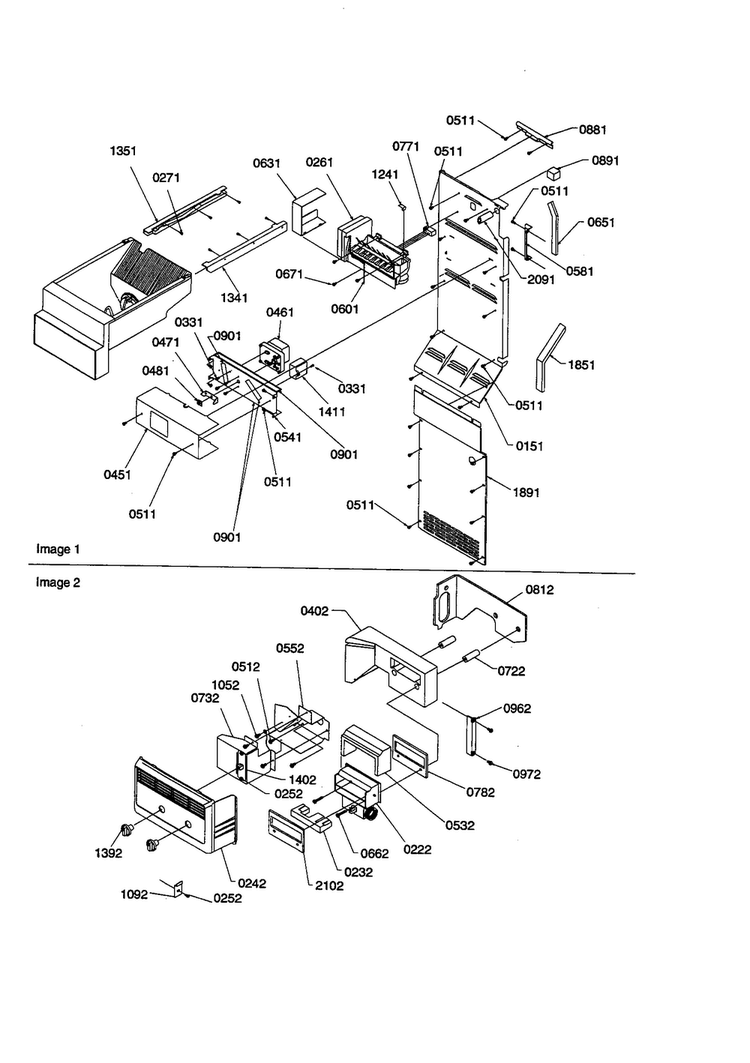 Ice Maker/control Assembly Diagram and Parts List for SBD21VE-P1315502WE  Amana Refrigerator