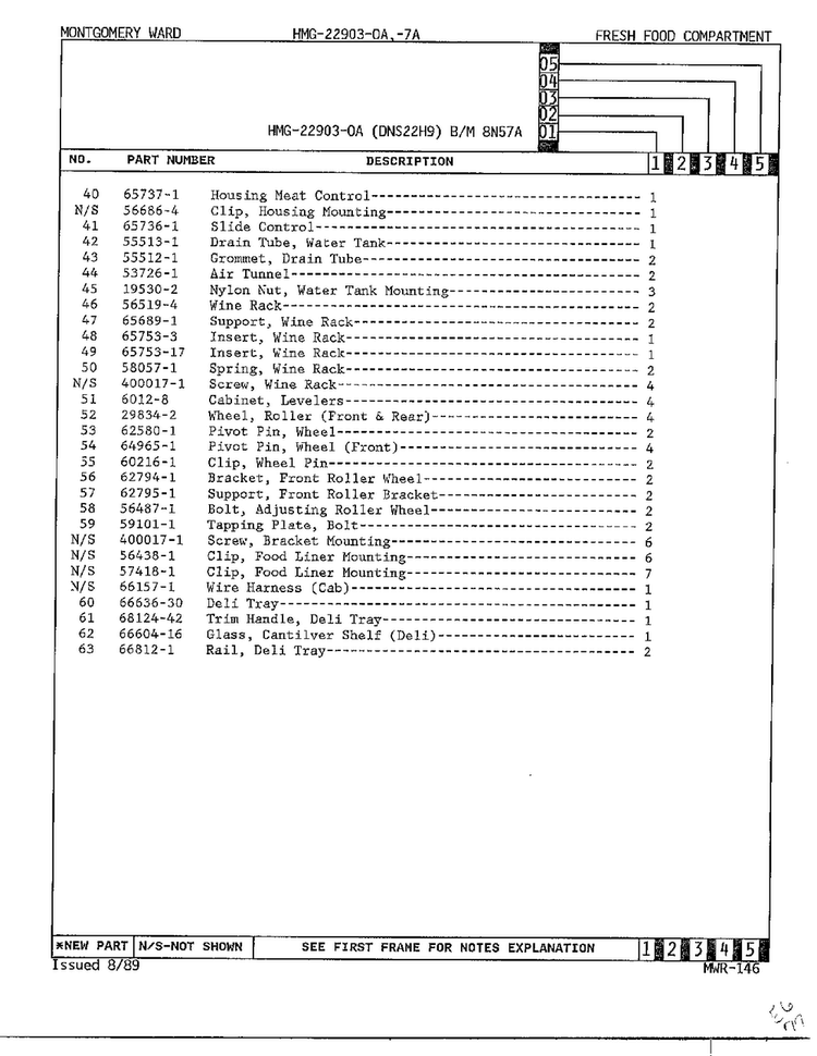 Fresh Food Compartment Page 3 Diagram and Parts List for 22903-OA  Admiral Refrigerator