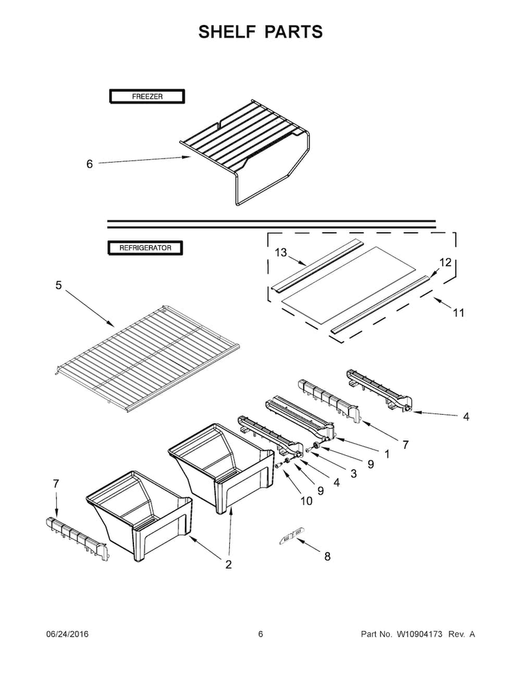 Shelf Parts Diagram and Parts List for ART308FFDB03  Amana Refrigerator
