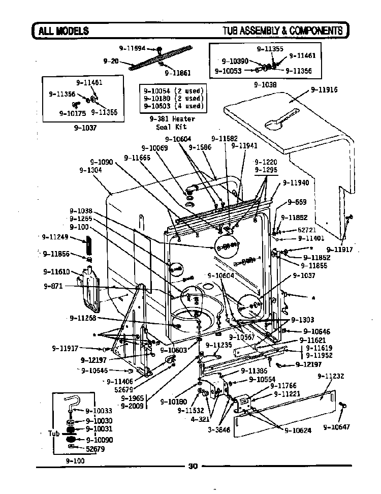 Tub Assembly & Components Diagram and Parts List for WC482  Maytag Dishwasher