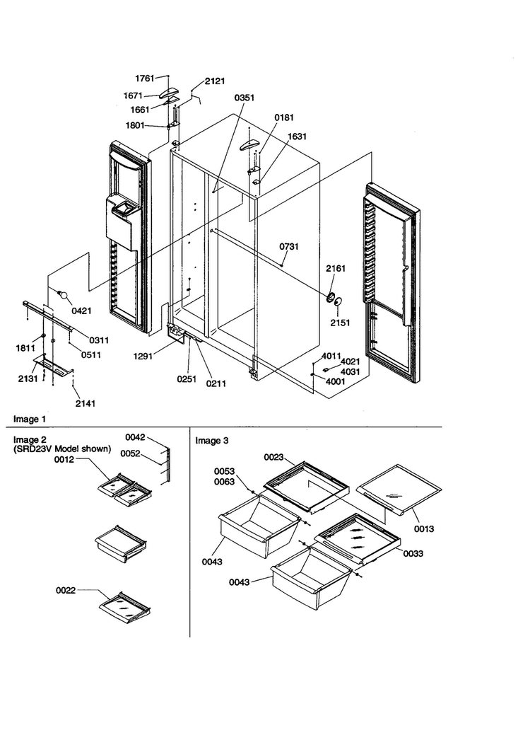 Lights/hinges/shelving Diagram and Parts List for SZD23VW-P1315309WW  Amana Refrigerator