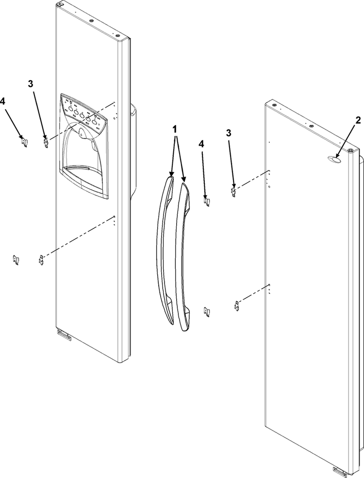 Handles And Trim Diagram and Parts List for ACD2232HRB0  Amana Refrigerator
