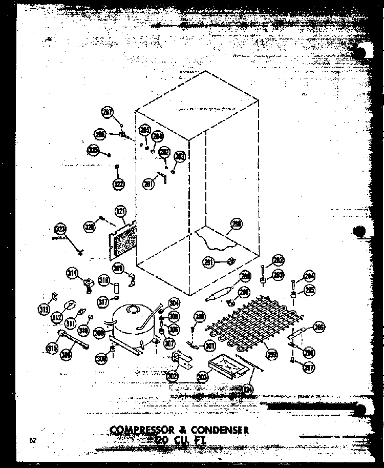 Compressor & Condenser 20 Cu. Ft. Diagram and Parts List for T16W-P60303-53W  Amana Refrigerator