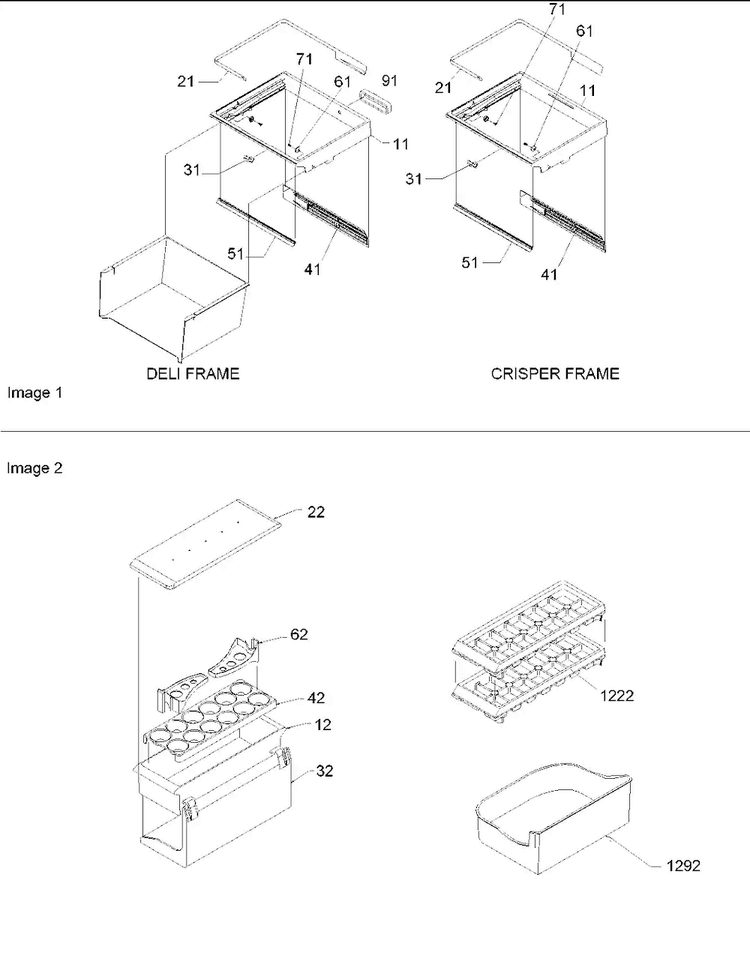 Crisper & Deli Frame Assy Diagram and Parts List for BB20V1PS-P1321315WS  Amana Refrigerator