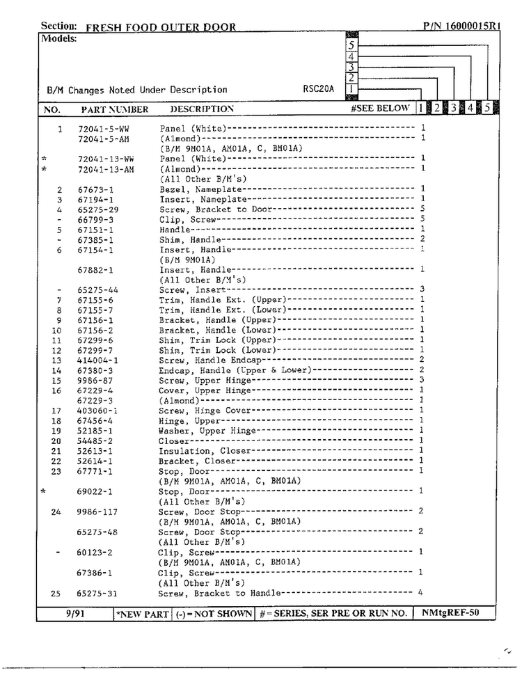Fresh Food Outer Door Page 2 Diagram and Parts List for 20591  Maytag Refrigerator