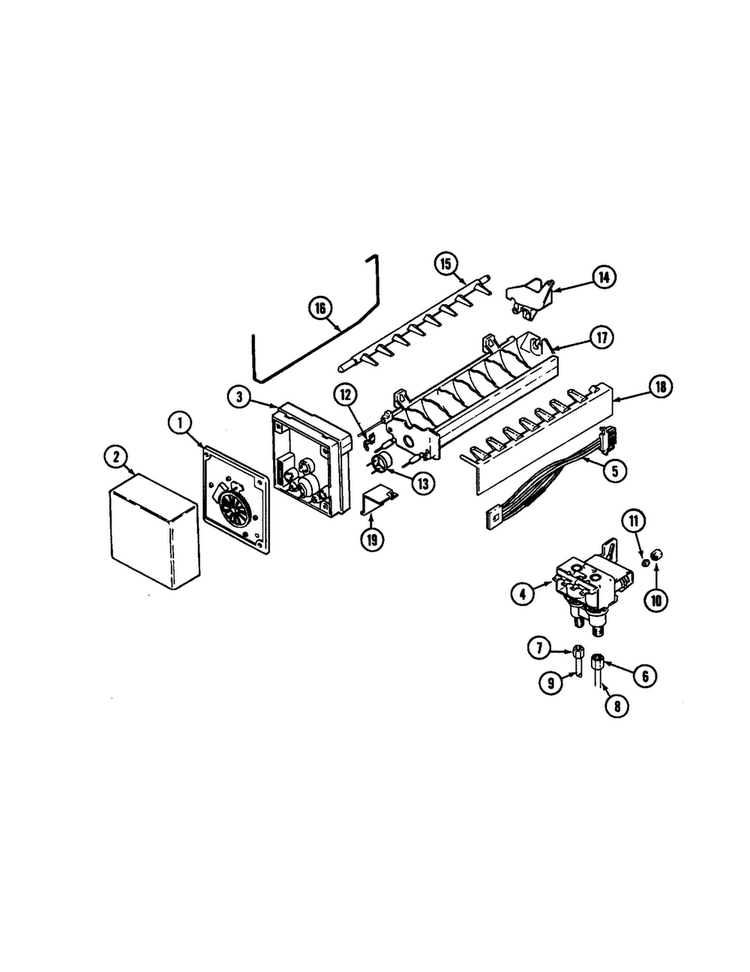 Ice Maker Diagram and Parts List for JSD2574ARA  Jenn-Air Refrigerator
