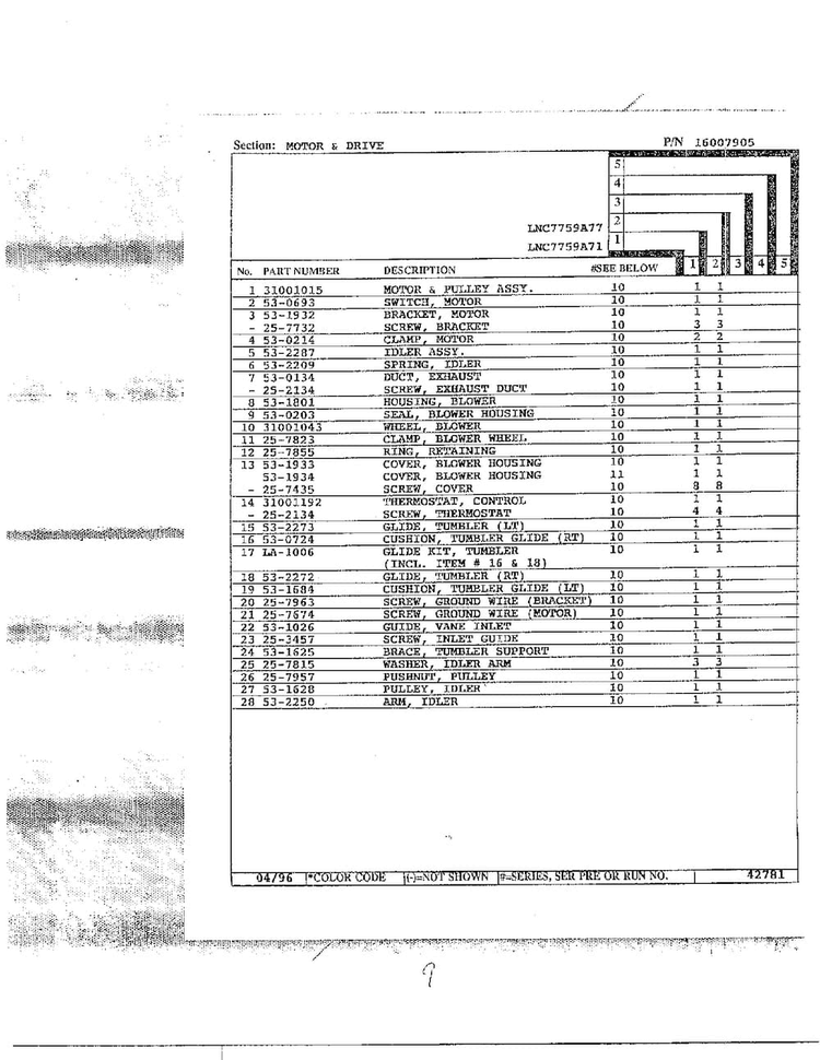 Motor And Drive Page 2 Diagram and Parts List for LNC7759A77  Maytag Dryer