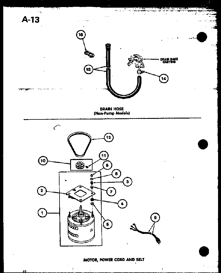 Drain Hose Diagram and Parts List for TWA-200 P75753-1W Amana Washer