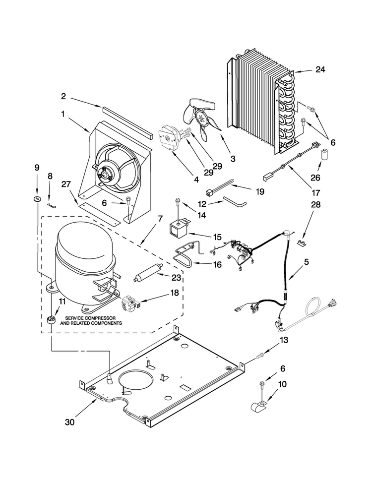 Unit Parts Diagram and Parts List for JIM158XWRS1  Jenn-Air Ice Maker
