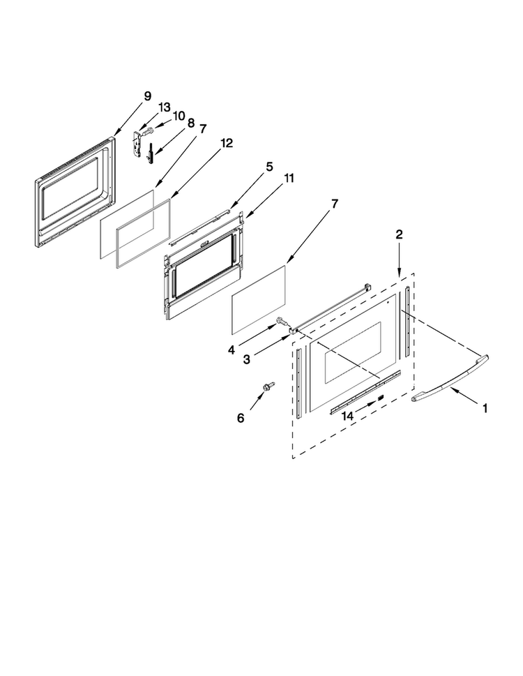 Lower Door Parts Diagram and Parts List for MGT8775XW02  Maytag Range