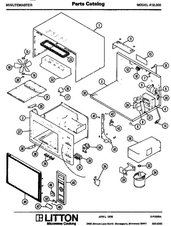 01 - Page 1 Diagram and Parts List for 412000  Litton Microwave