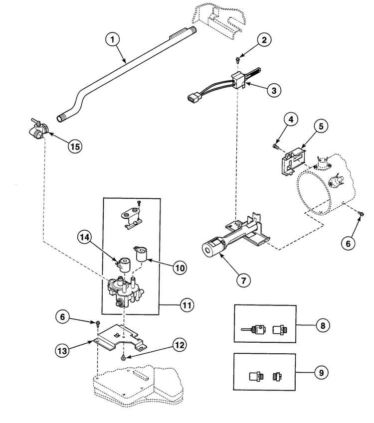 Gas Valve Diagram and Parts List for SDGF09QJ  Speed Queen Dryer