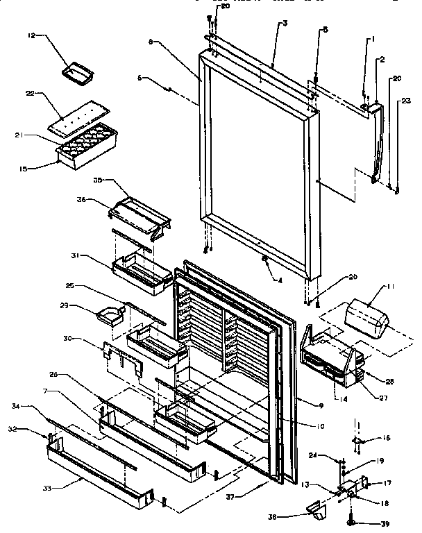 Refrigerator Door Diagram and Parts List for TXI22R-P1168008W  Amana Refrigerator