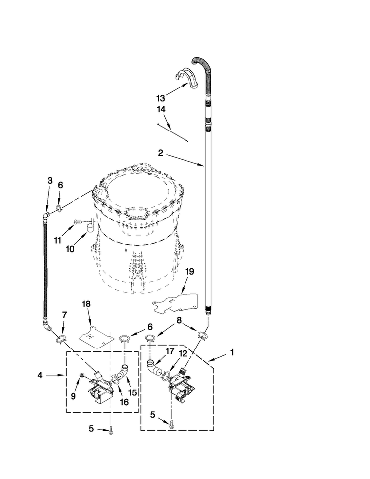 Pump Parts Diagram and Parts List for MVWB950YW1  Maytag Washer