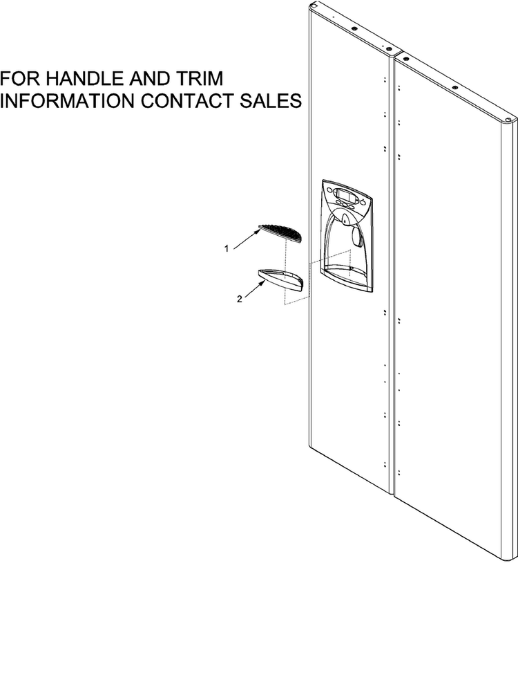 Handles And Trim Diagram and Parts List for XRSS287BB0  Amana Refrigerator