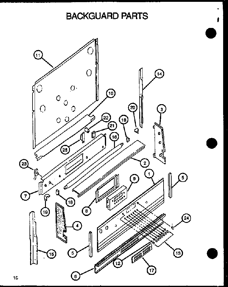 Backguard Parts Diagram and Parts List for RST308UL-P1130723NL  Caloric Range