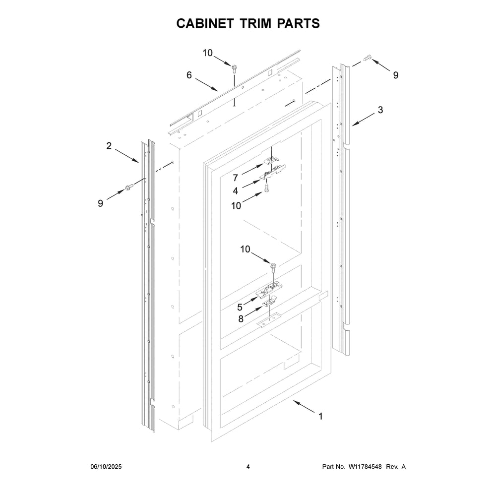 Cabinet Trim Parts Diagram and Parts List for JF36NXFXDE25  Jenn-Air Refrigerator