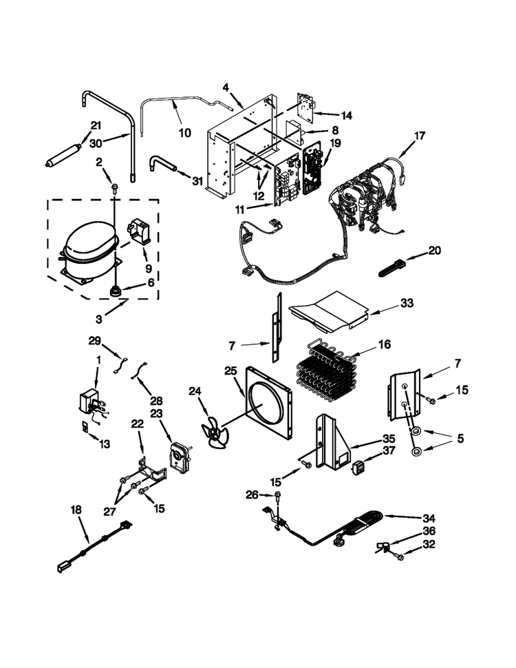 Upper Unit Parts Diagram and Parts List for JS48PPDUDB20  Jenn-Air Refrigerator