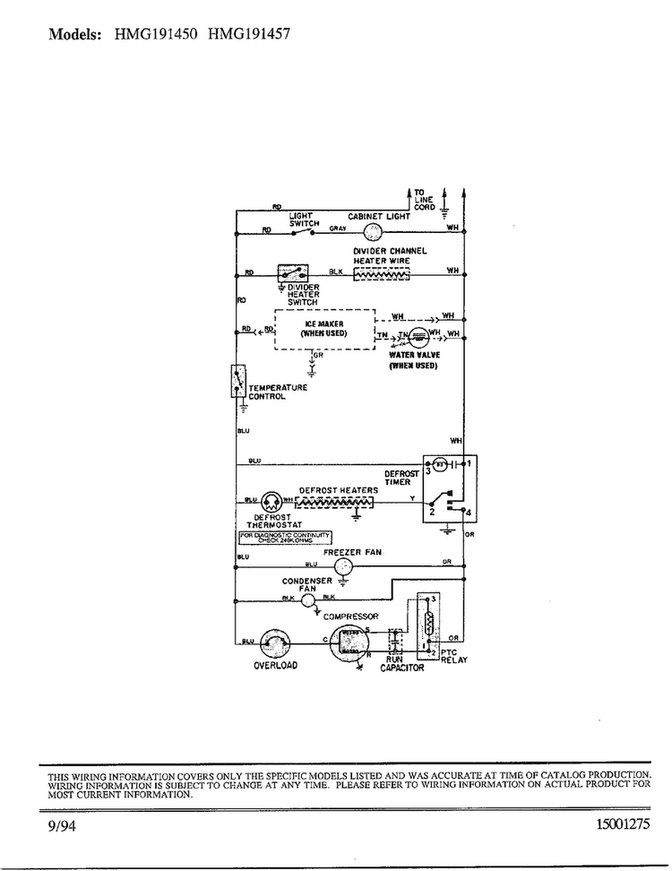 Wiring Diagram Diagram and Parts List for 191457  Admiral Refrigerator