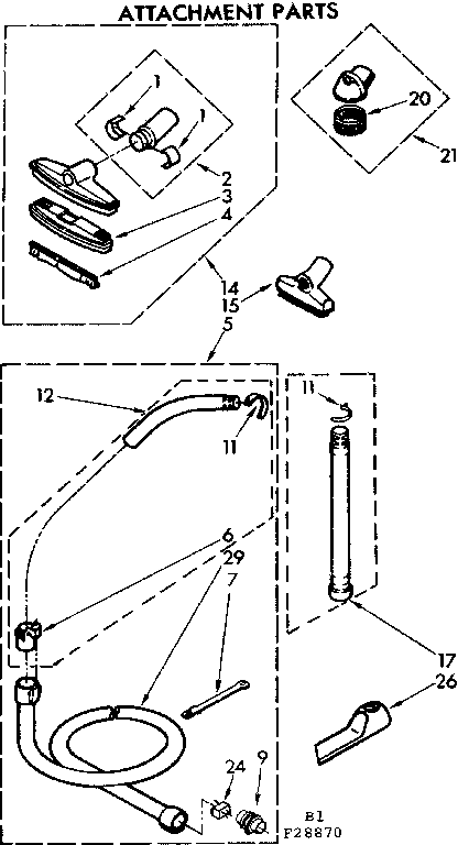 Attachment Parts Diagram and Parts List for 11628870  Kenmore Canister Vacuum