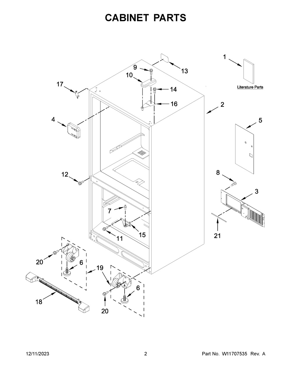 Cabinet Parts Diagram and Parts List for MBR1957FEZ08  Maytag Refrigerator