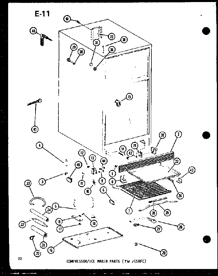 Compressor/ice Maker Parts Diagram and Parts List for TM14E-P74645-11W  Amana Refrigerator