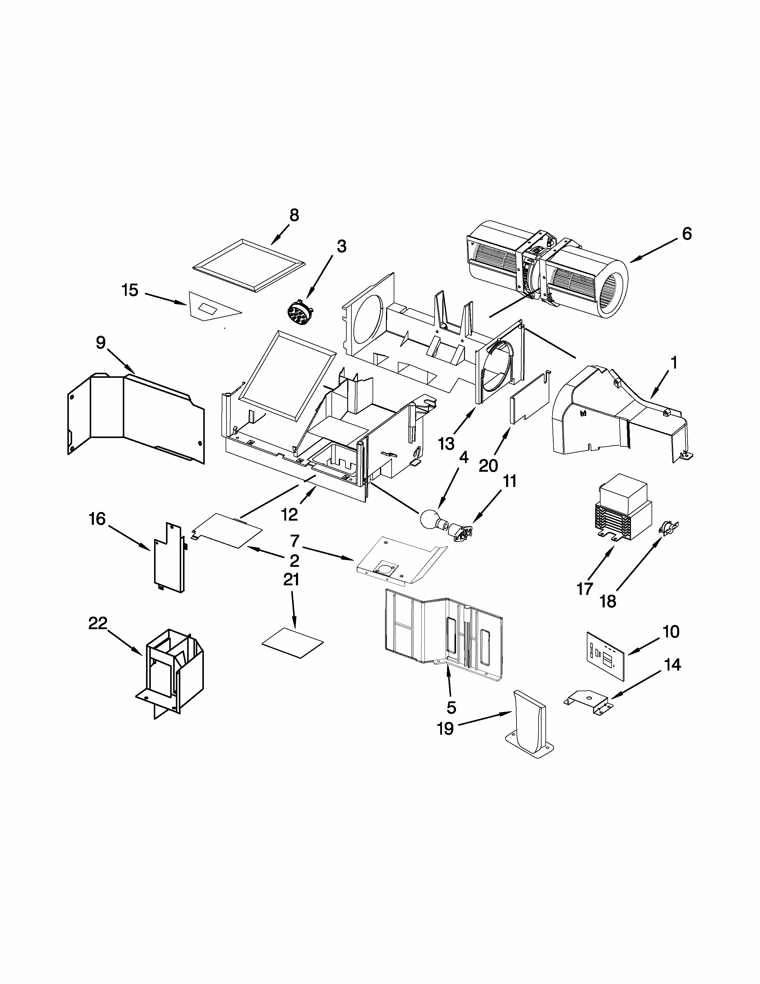 Air Flow Parts Diagram and Parts List for MMV5208WB1  Maytag Microwave