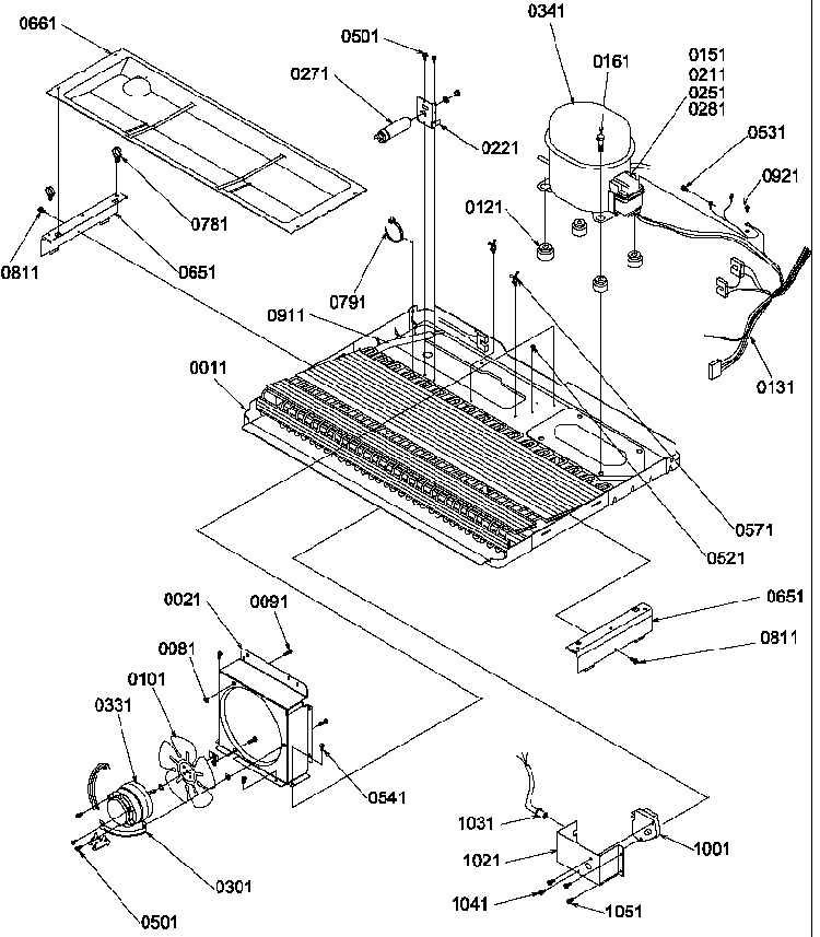 Machine Compartment Diagram and Parts List for SXD322L-P1305703WL  Amana Refrigerator