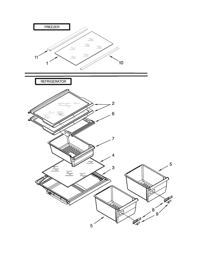 Shelf Parts Diagram and Parts List for A4TXCGFBW01  Amana Refrigerator
