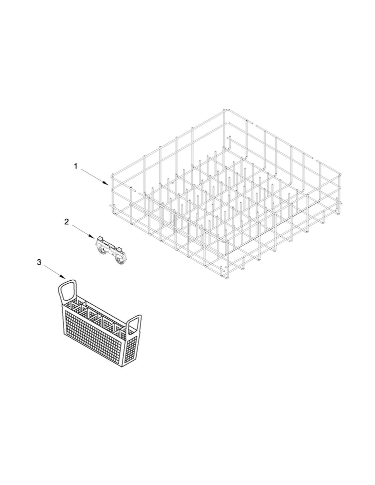 Lower Rack Parts Diagram and Parts List for ADB1100AWS0  Amana Dishwasher