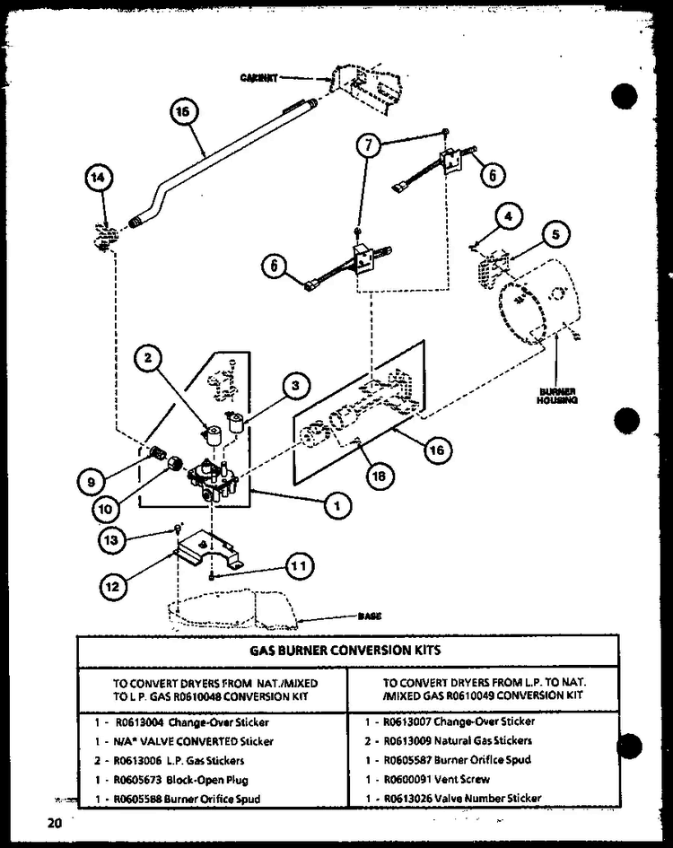 Section 10 Diagram and Parts List for LE3502W-P1118306WW  Amana Dryer