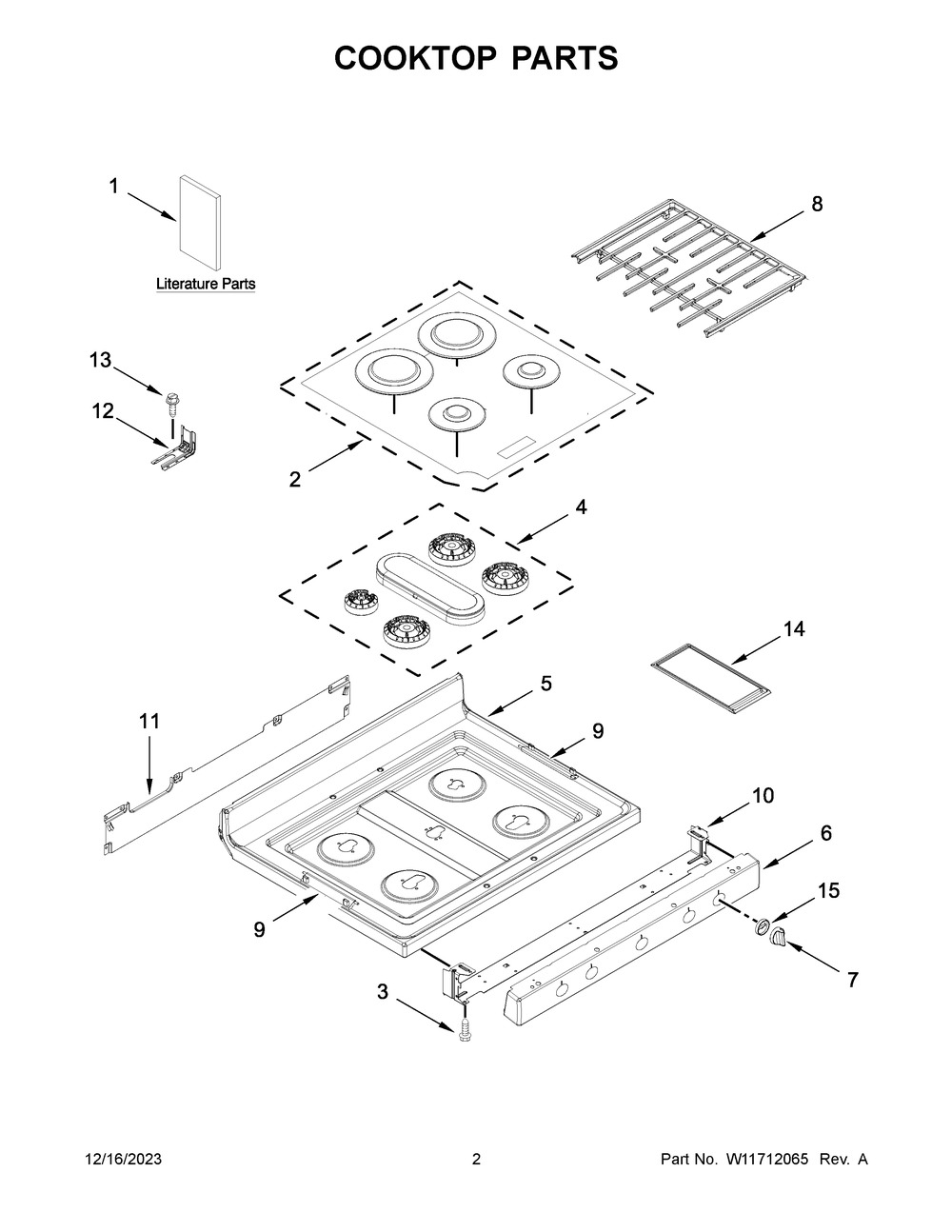 Cooktop Parts Diagram and Parts List for MGR8800FZ6  Maytag Range