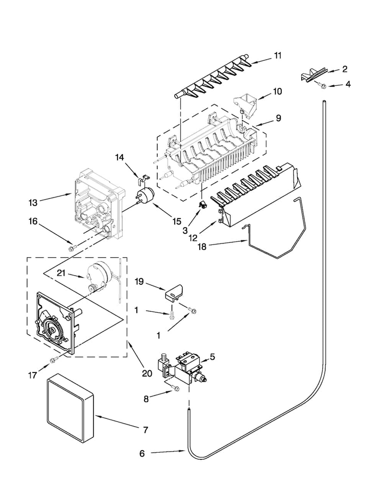 Icemaker Parts Diagram and Parts List for MSF25D2EAS00  Maytag Refrigerator