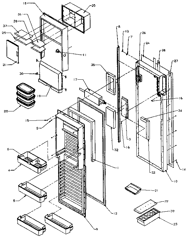 Refrigerator Door Diagram and Parts List for SZDE27N-P1162205W  Amana Refrigerator