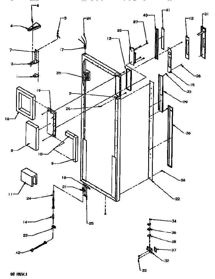 Door/hinge/trim Refrigerator Diagram and Parts List for SSD522NBW-P1181001WW  Amana Refrigerator