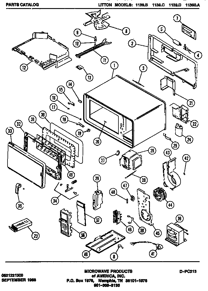 Mw Parts Diagram and Parts List for 1139B  Amana Microwave