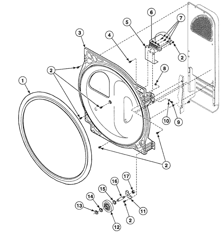 Roller Assy Diagram and Parts List for SSE517WF1500  Speed Queen Dryer