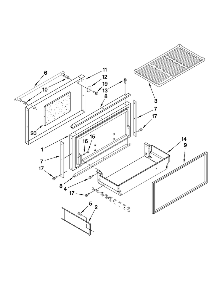 Freezer Door And Basket Parts Diagram and Parts List for JB36SSFXLA00  Jenn-Air Refrigerator