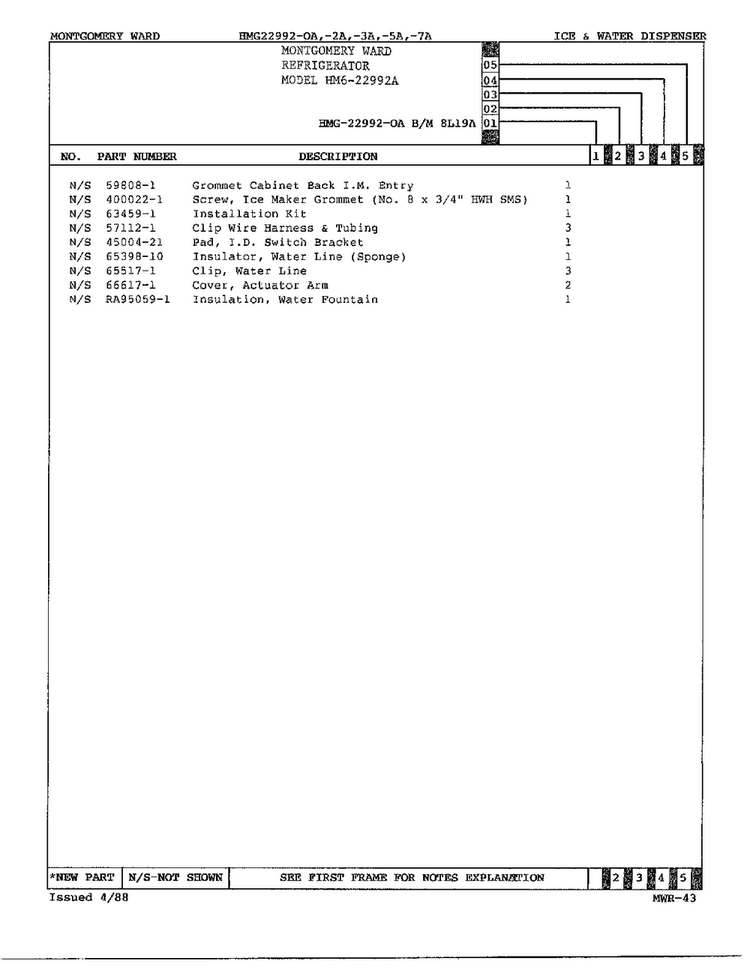 Ice/water Dispenser Page 4 Diagram and Parts List for 22992-OA  Admiral Refrigerator