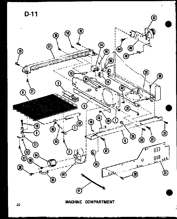 Machine Compartment Diagram and Parts List for SLDI22F-1-P75400-14W  Amana Refrigerator