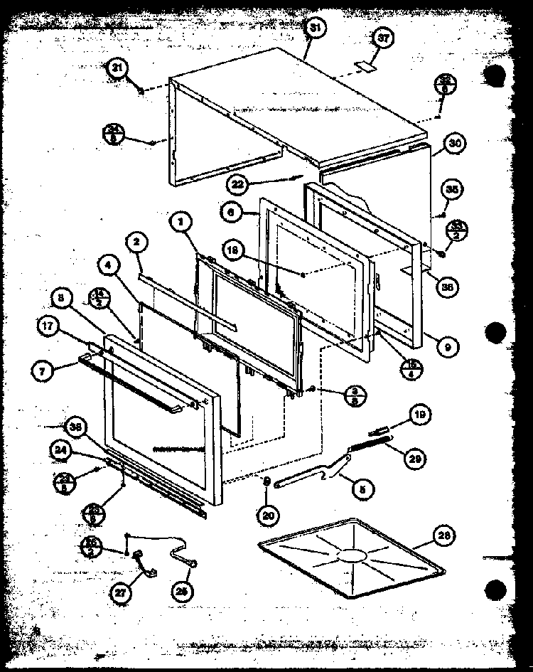 Outer Cabinet Diagram and Parts List for CRRL-700 P76381-2M Amana Microwave
