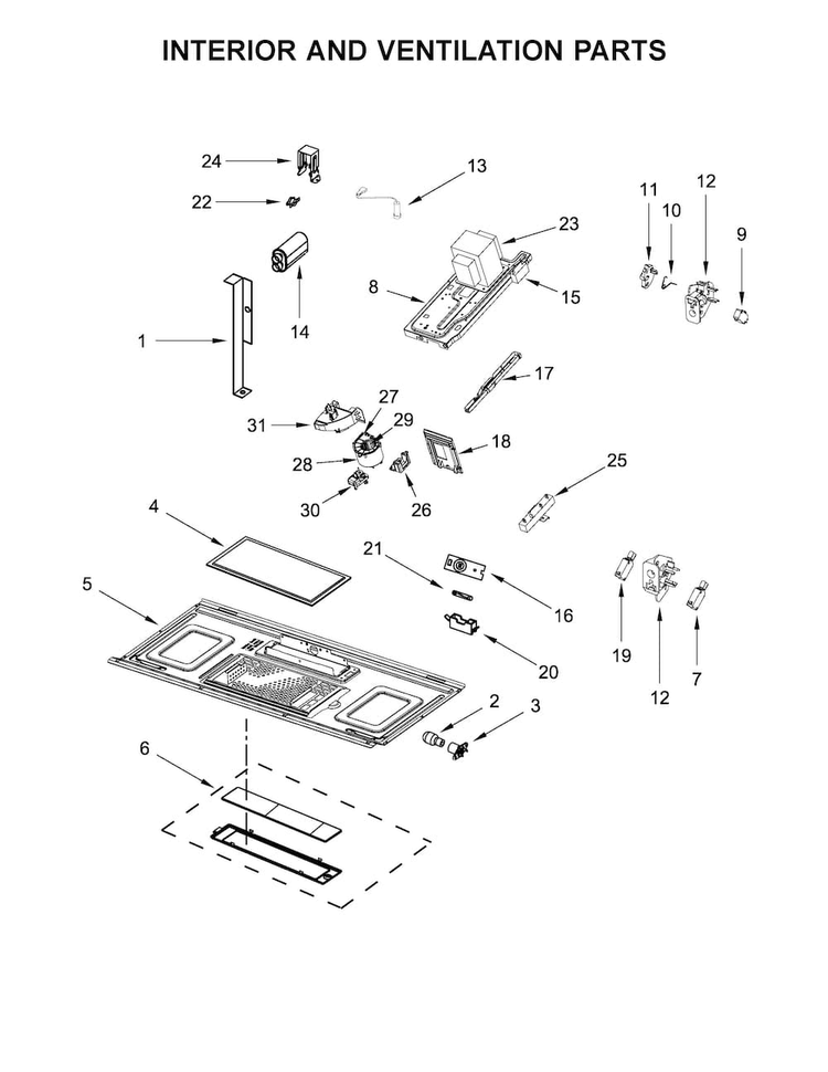 Interior And Ventilation Parts Diagram and Parts List for MMV4205DH2  Maytag Microwave
