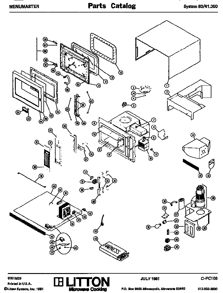 Section 1 Diagram and Parts List for 80 41000 Amana Microwave