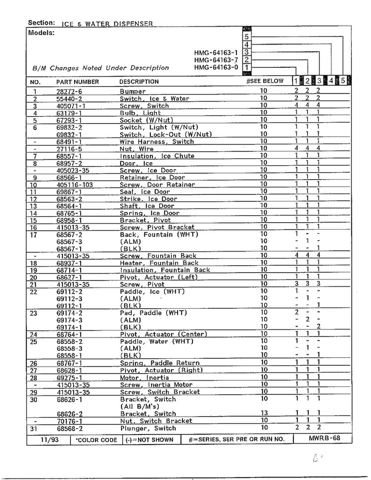 Ice And Water Dispenser Page 2 Diagram and Parts List for 64163-0A  Admiral Refrigerator