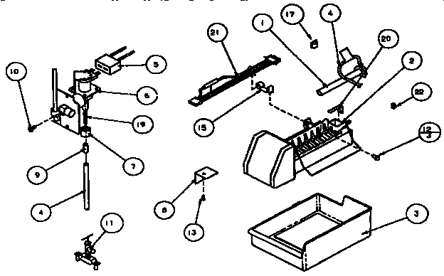 Add-on Ice Maker Assembly Diagram and Parts List for TX19R-P1158504W  Amana Refrigerator