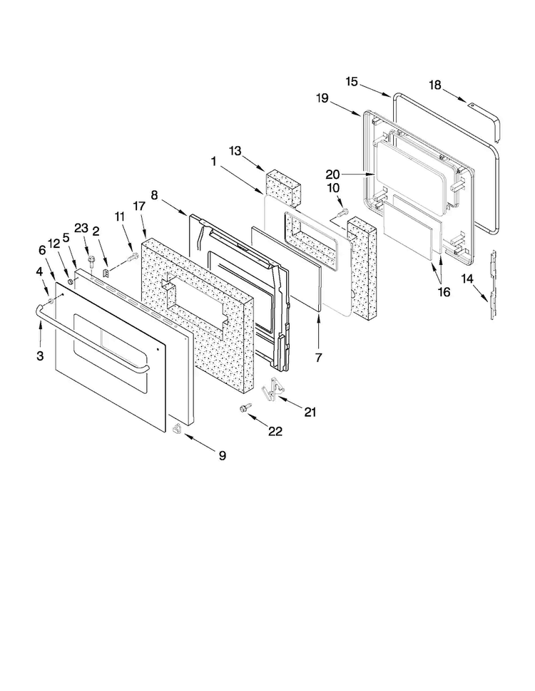 Upper Oven Door Parts Diagram and Parts List for CWE5800ACS14  Maytag Wall Oven
