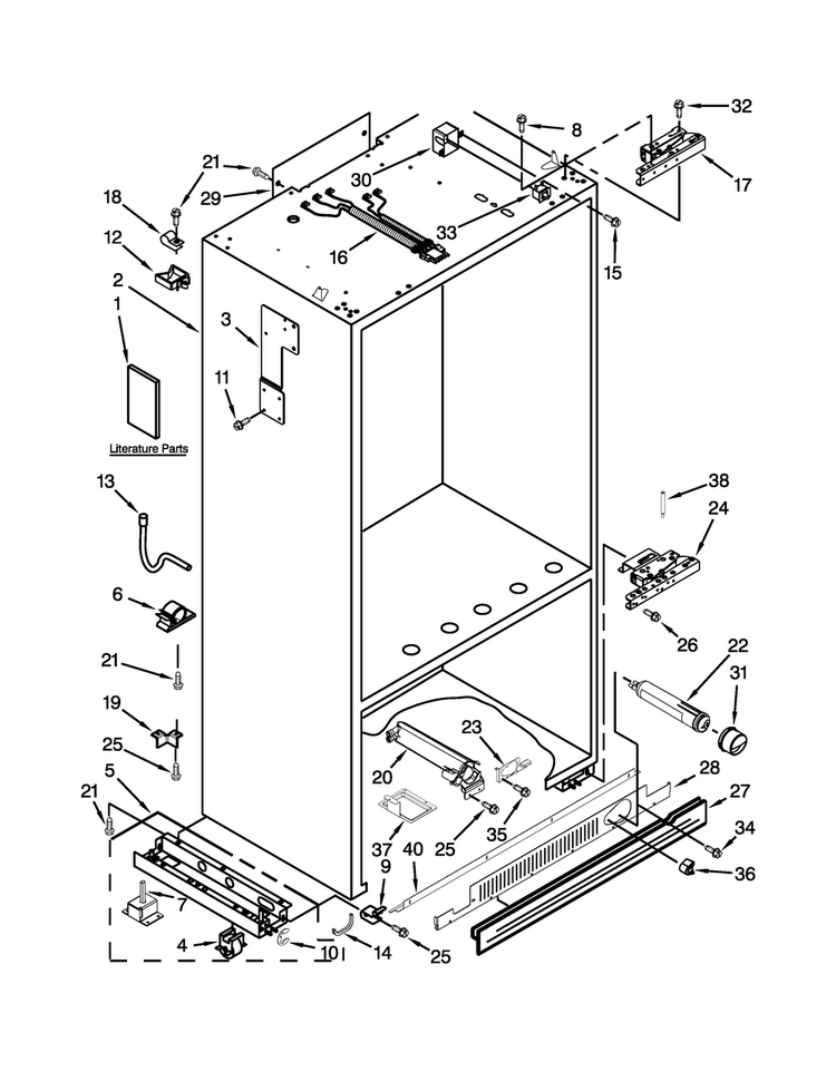 Cabinet Parts Diagram and Parts List for JB36NXFXLW04  Jenn-Air Refrigerator