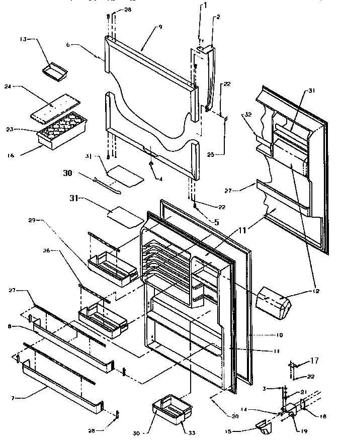 Refrigerator Door Diagram and Parts List for THI18S3W-P1195401W  Amana Refrigerator