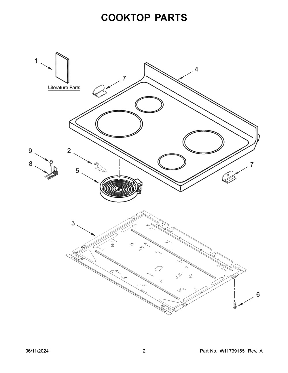 Cooktop Parts Diagram and Parts List for YAER6603SFW6  Amana Range