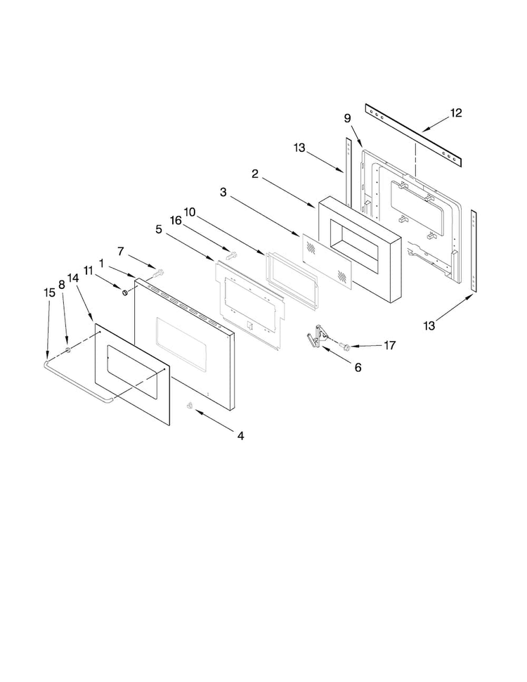 Lower Door Parts Diagram and Parts List for CWE5100ACB10  Maytag Wall Oven